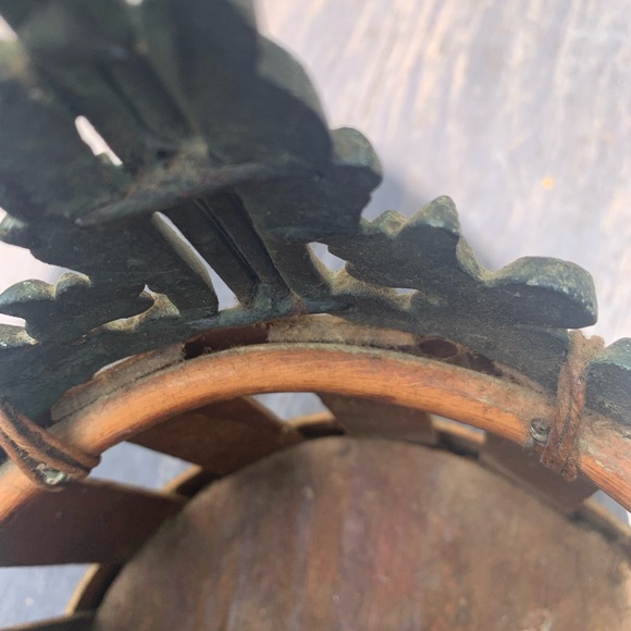 Vintage Iron, Cane & Wood Basket - Picture 7 of 13